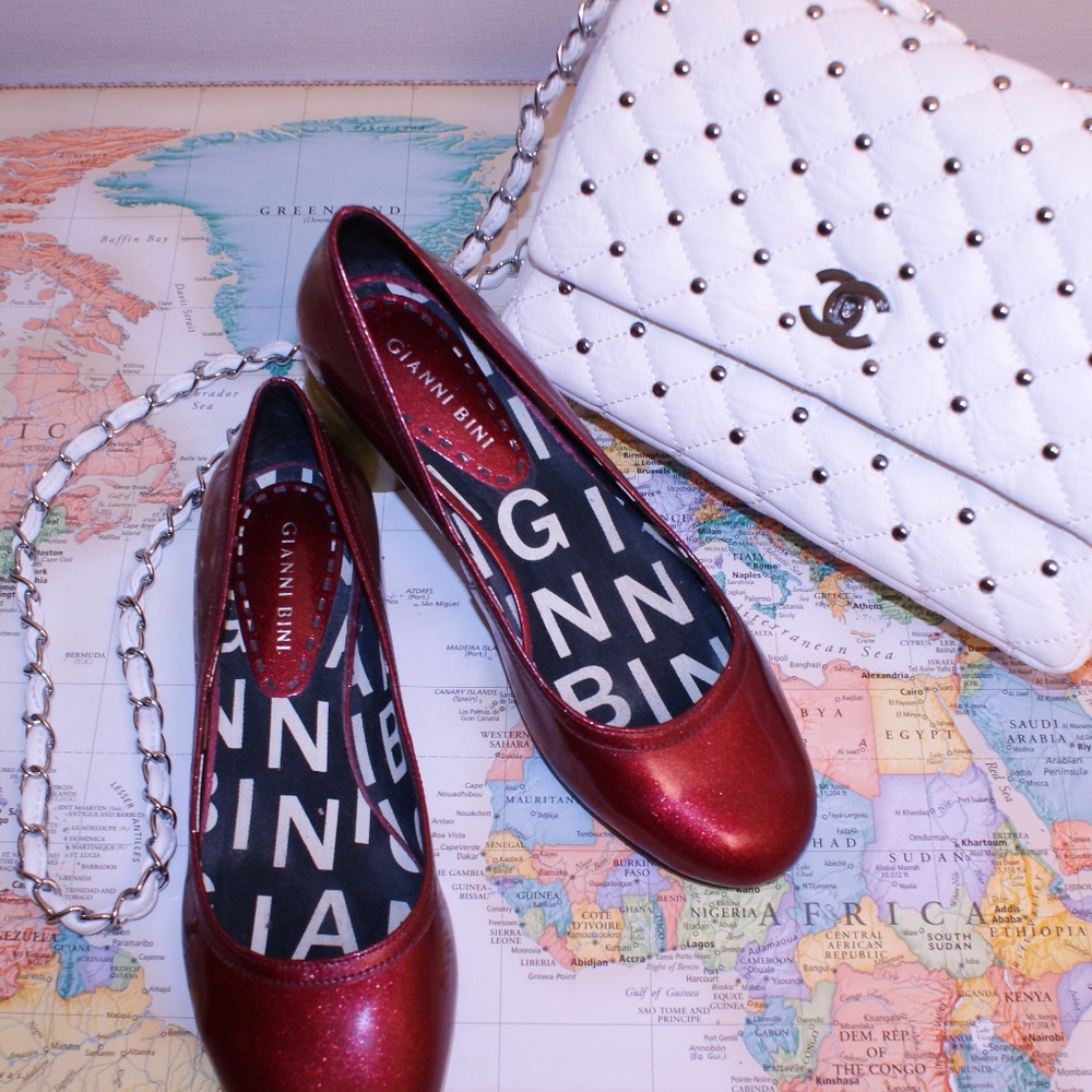 Women's Gianni Bini Sparkly Red Shoes, Size 7.5 M